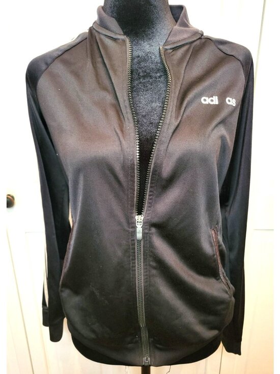 adidas Jackets & Blazers - Adidas Black White Track Stripe Zip Up jacket S Streetwear Activewear School Gym